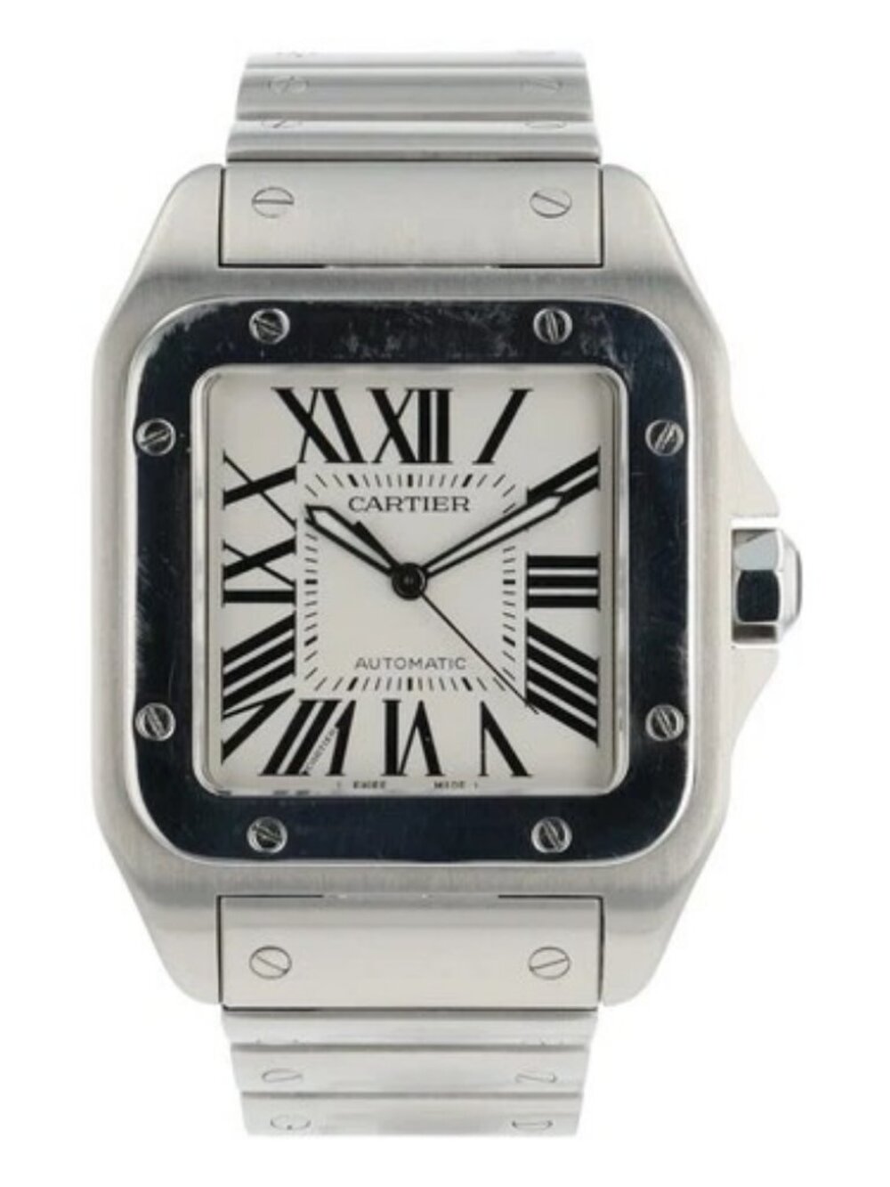 Cartier Santos 100 Stainless Steel Silver Dial 38mm Automatic Mens W20073X8